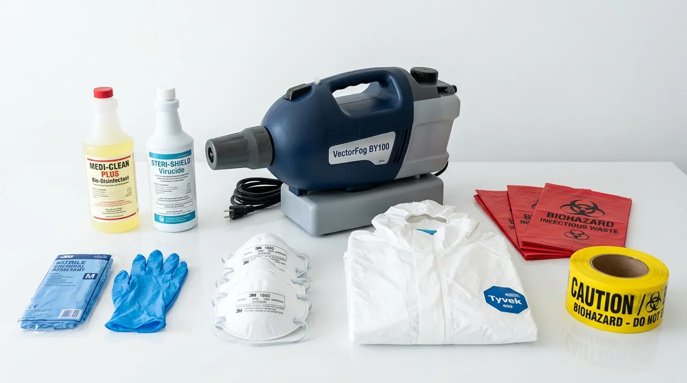 Professional biohazard remediation crew working in Derby